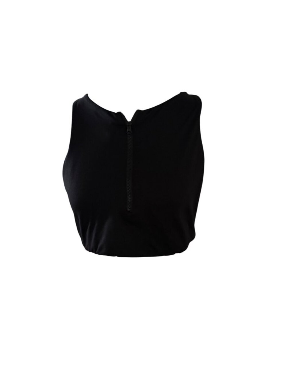 SAGE Collective Black Zip-Front Cropped Tank Top Sports Bra XL